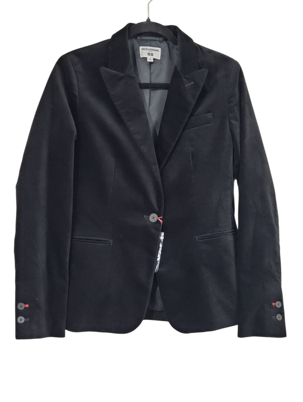 UNIQLO x Ines De La Fressange Black Velvet Single Breasted Blazer Jacket Size M